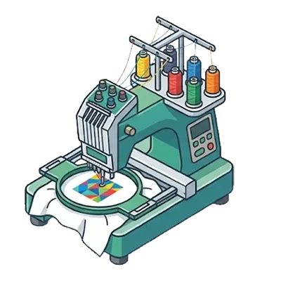 Embroidery machine stitching a design