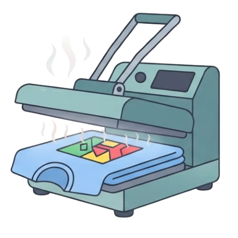 Vinyl heat transfer being pressed onto a garment